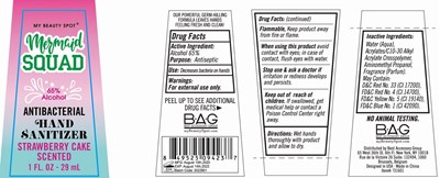 Label Image (Meimaid Squadd Antibacterial Hand Sanitizer Strawberry Cake Scented 29 mL 65 Vv)